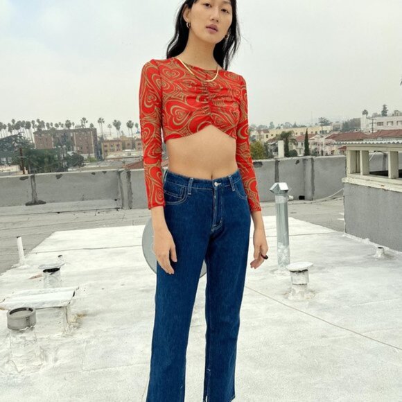 Lisa Says Gah : Elenor Crop Top, Wild Hearts Red - Picture 2 of 5